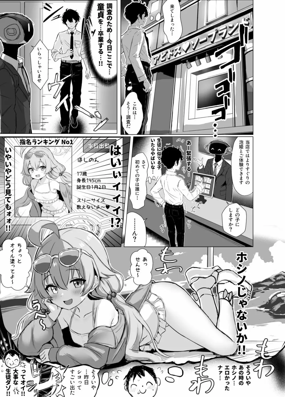 アビドスソープランド水着おじさん（ソープ嬢）1,2 Page.1